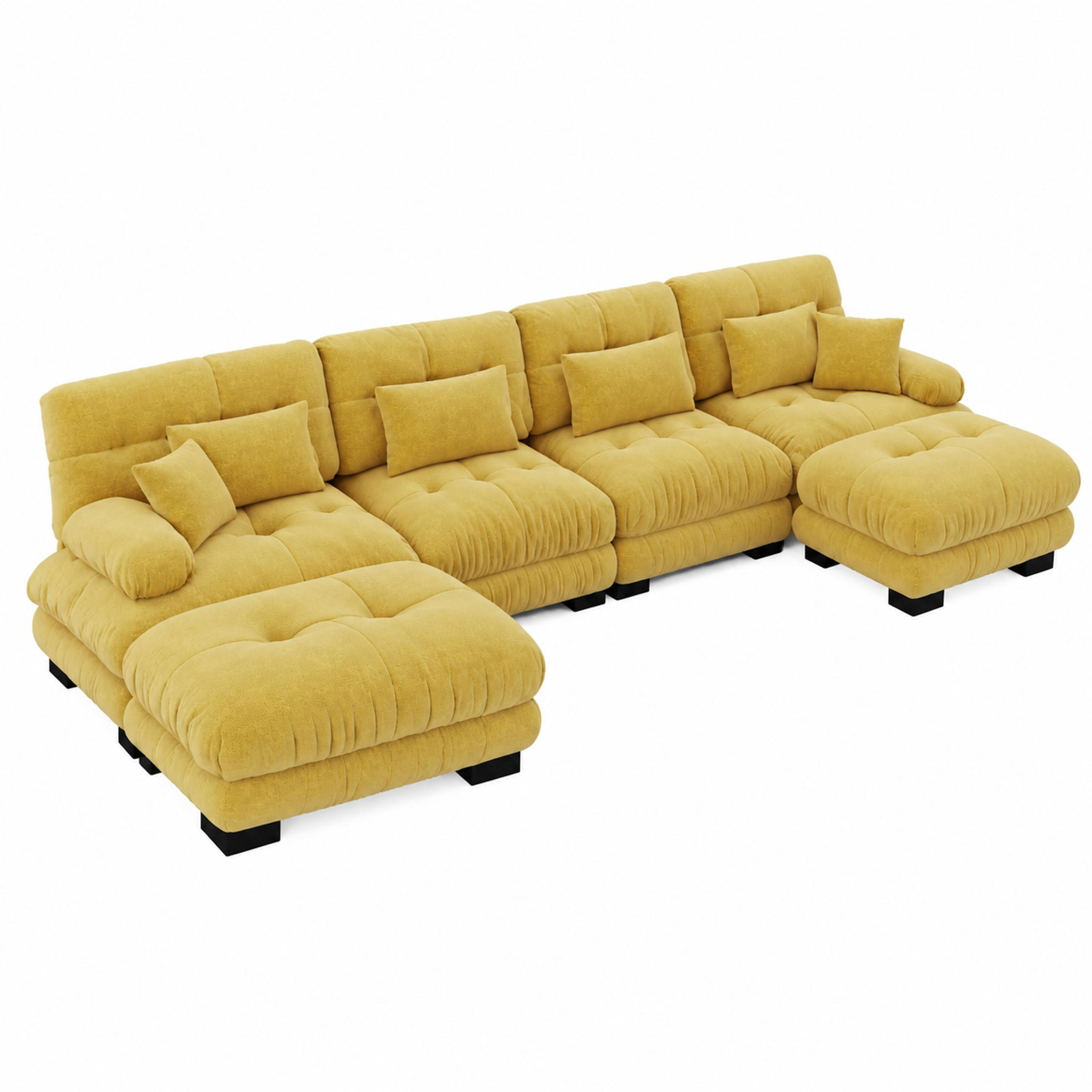 SOFA modular Chenille Yellow 5-tlg. - Gelb, Kunststoff (145/81/406cm) - Meubliv