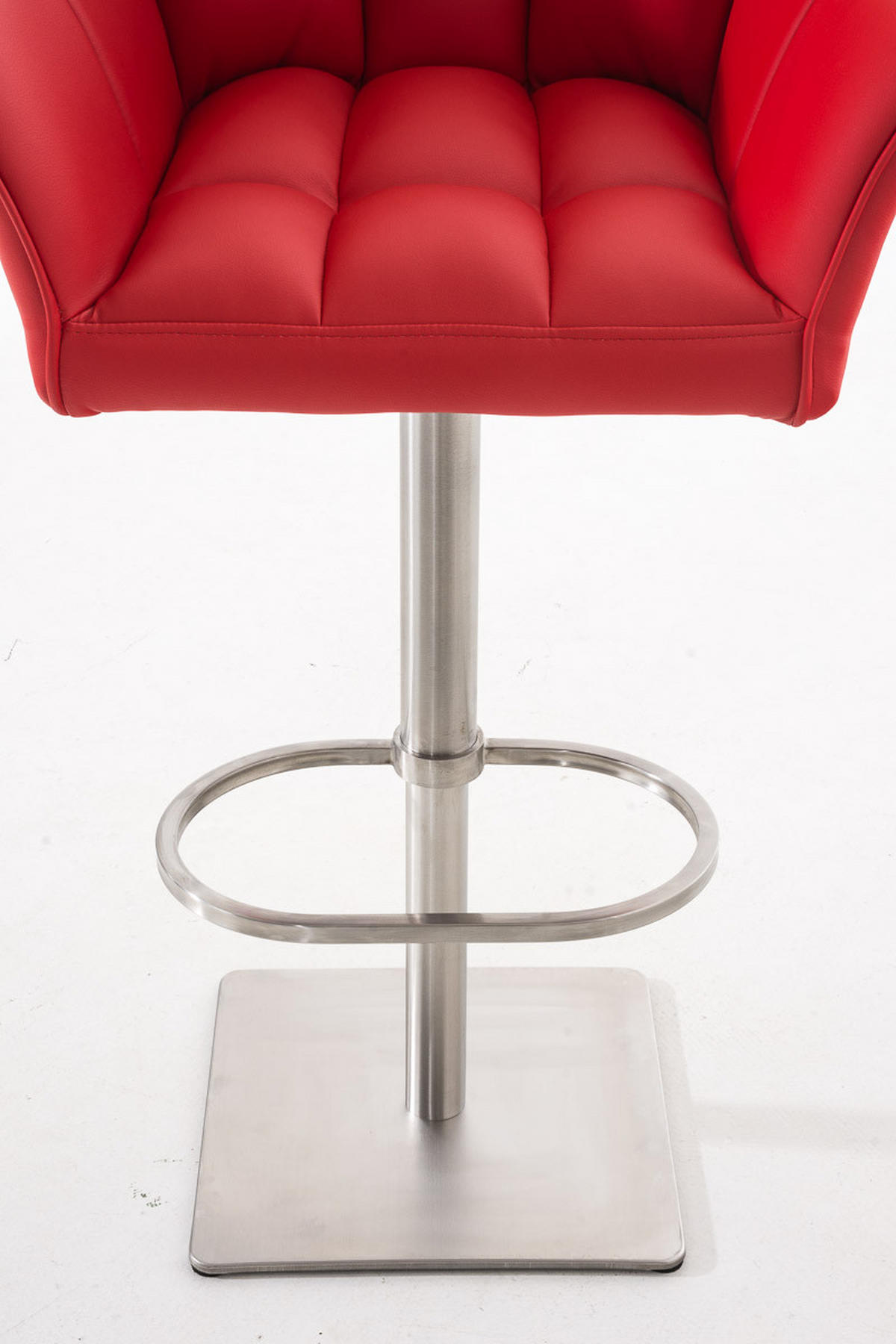 BARHOCKER Sihar Kunstleder Rot Silber - Rot, Leder/Metall (64/88/45cm) - DELUKE