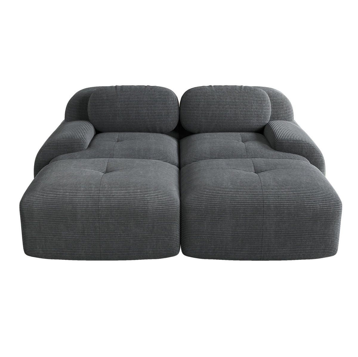 MODULÁRNÍ rohová pohovka z manšestru 208/178/70 cm bez rámu, s ergonomickými područkami a protiskluzovou základnou, Šedá - šedá, textil (208/75/178cm) - Redom