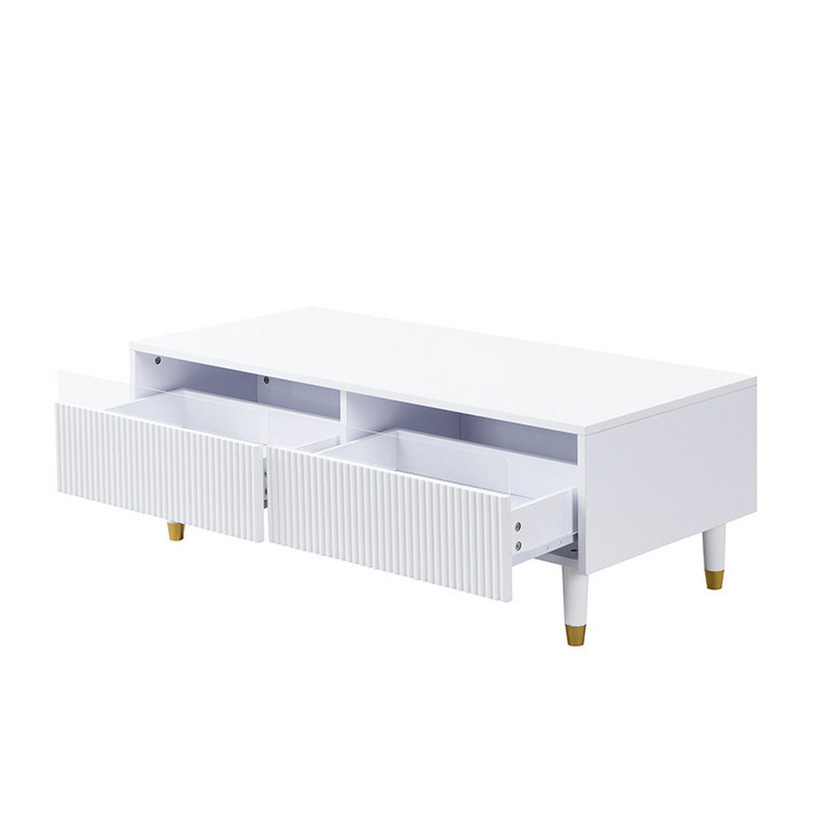 MODERNES LED-Möbelset, Couchtisch und TV-Schrank in Weiß 110/50/40 cm & 178/35/45 cm - Weiß, Holzwerkstoff (178/45/90cm) - Redom