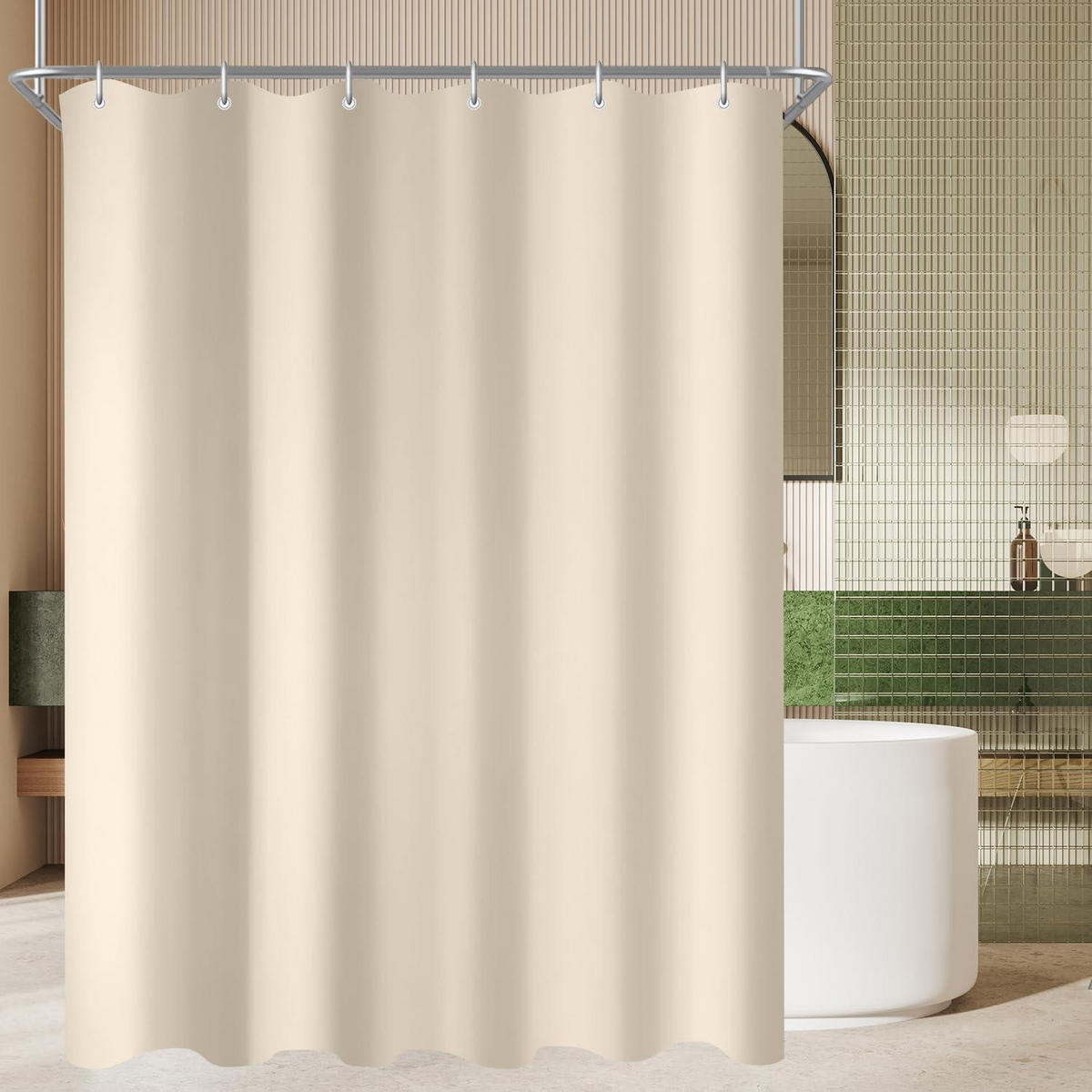 DUSCHVORHANG 90 x 180 cm Beige Wasserabweisend Antischimmel Polyester - Beige, Textil (90/180cm)