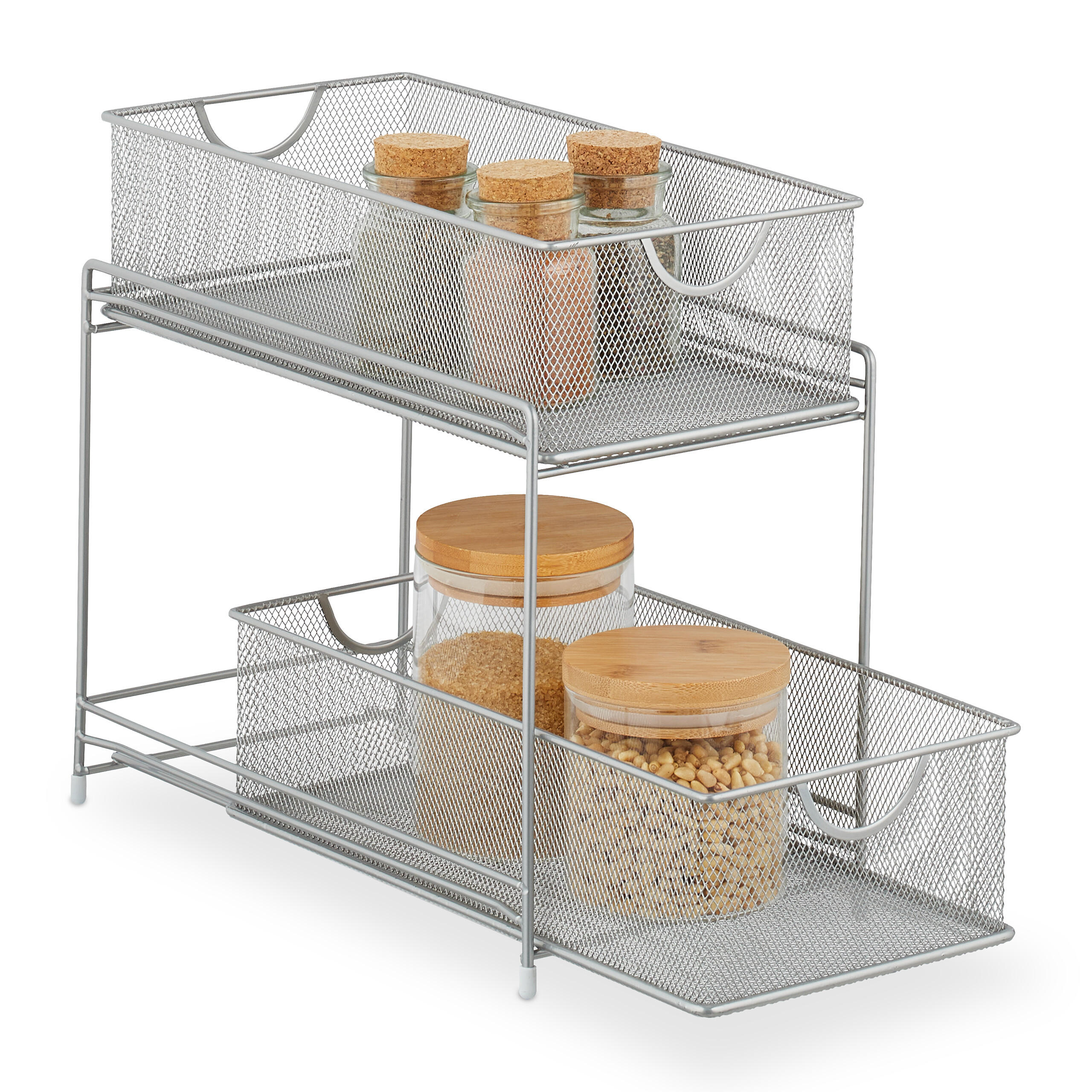 KÜCHENORGANIZER - Silberfarben, Kunststoff/Metall (19/32/35.5cm) - Relaxdays