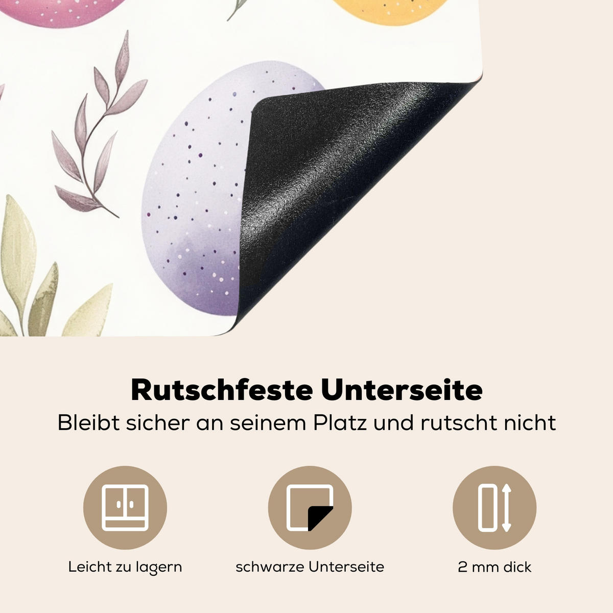 HERDABDECKPLATTE Eier - Bunt - Muster Abdeckung Ceranfeld 57.6x51.6 cm - Weiß, Kunststoff (57.6/51.6/0.2cm) - MuchoWow