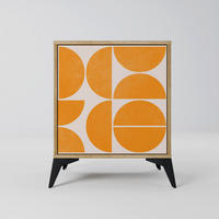 SIDEBOARD RECURRING DREAMS, Eichefarben, 57,5x42x70,5 cm, Schwarze Metall-Sternfüße - Eichefarben/Multicolor, Holzwerkstoff/Metall (57.5/70.5/42cm) - SpaceRebels