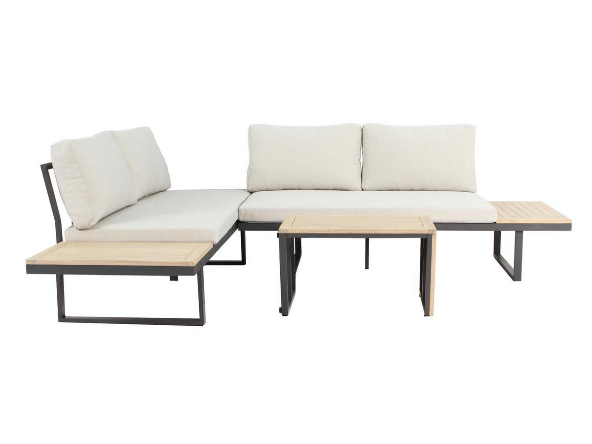 GARTEN-ECKLOUNGE Celano Beige Aluminium für 4 Personen - Grau, Kunststoff - Green Spirit