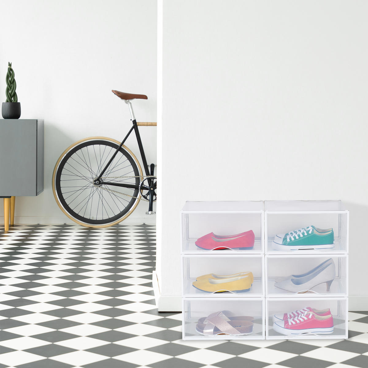 6XBOX na topánky - priehľadné, plast (34.5/19/27cm) - Relaxdays