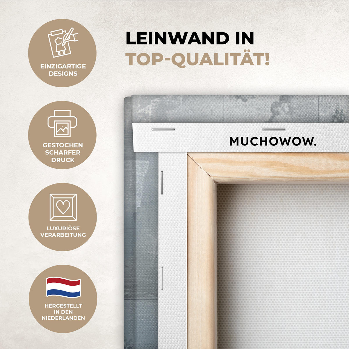 LEINWANDBILD Kunst - Grau - Gold - Abstrakt XXL 150x100 cm - Dunkelgrau, Textil (150/100cm) - MuchoWow