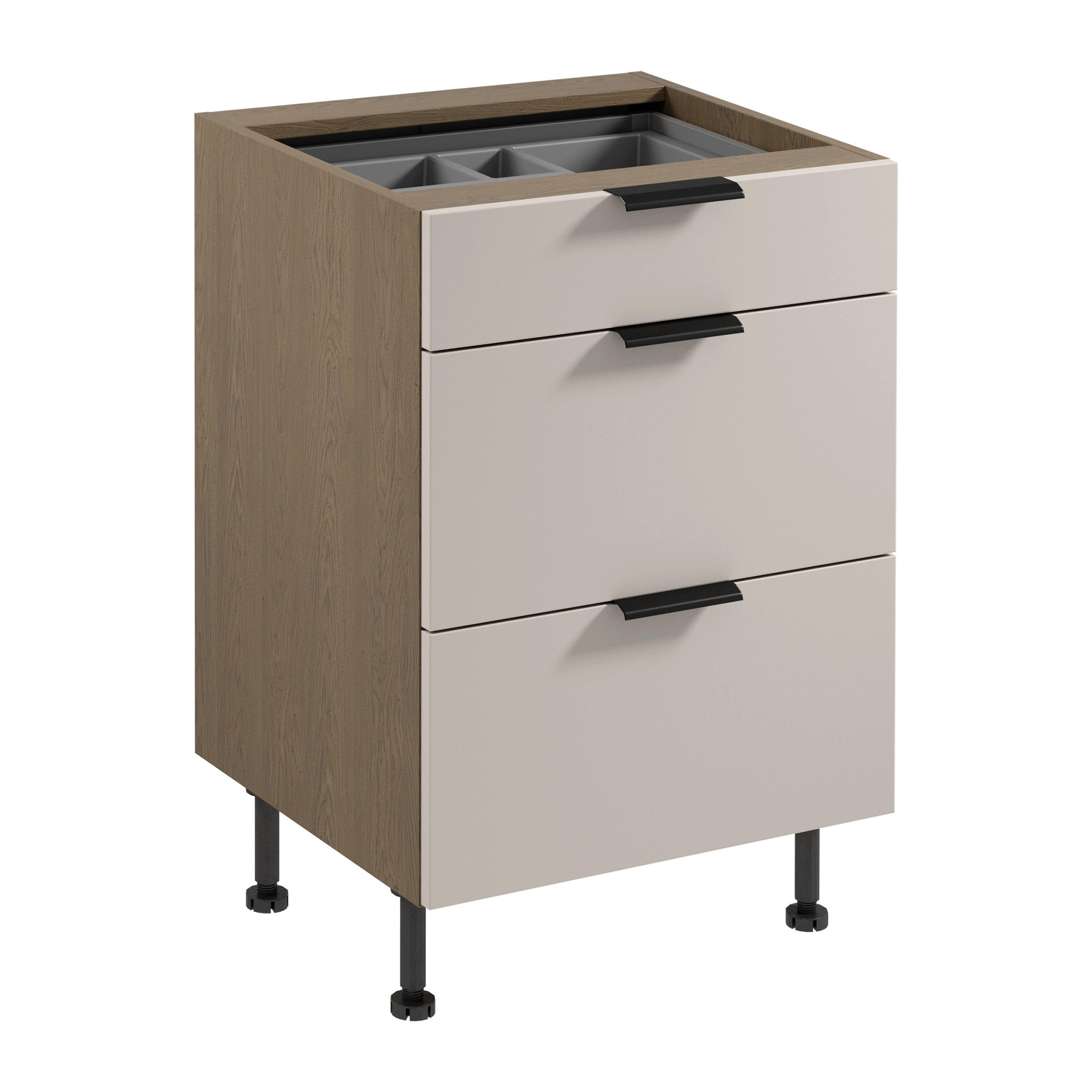 UNTERSCHRANK D60S3 AX – Sorento Beige – Beige / Eiche - Eichefarben/Beige, Holzwerkstoff (60/87/52cm) - ROYAL24_MARKT