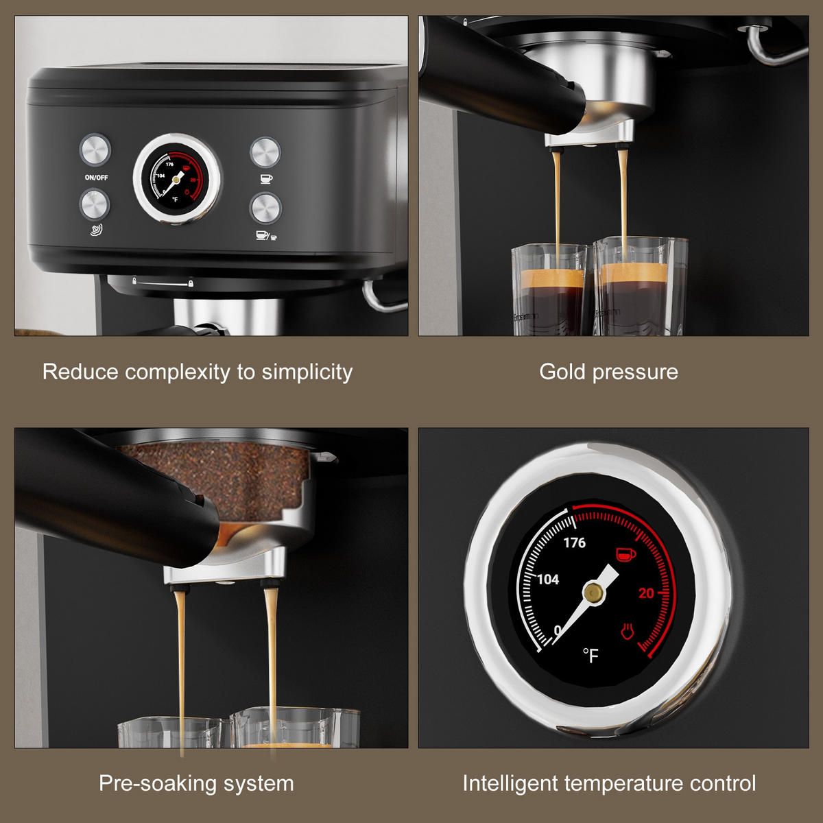 ESPRESSOMASCHINE 20 Bar mit Kapsel- und Pulverfunktion - Schwarz, Metall (27/21/29cm) - Rolipo