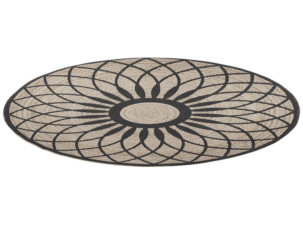 TEPPICH geflochten Kullar 140/140 cm - Beige, Naturmaterialien (140/140cm) - Beliani