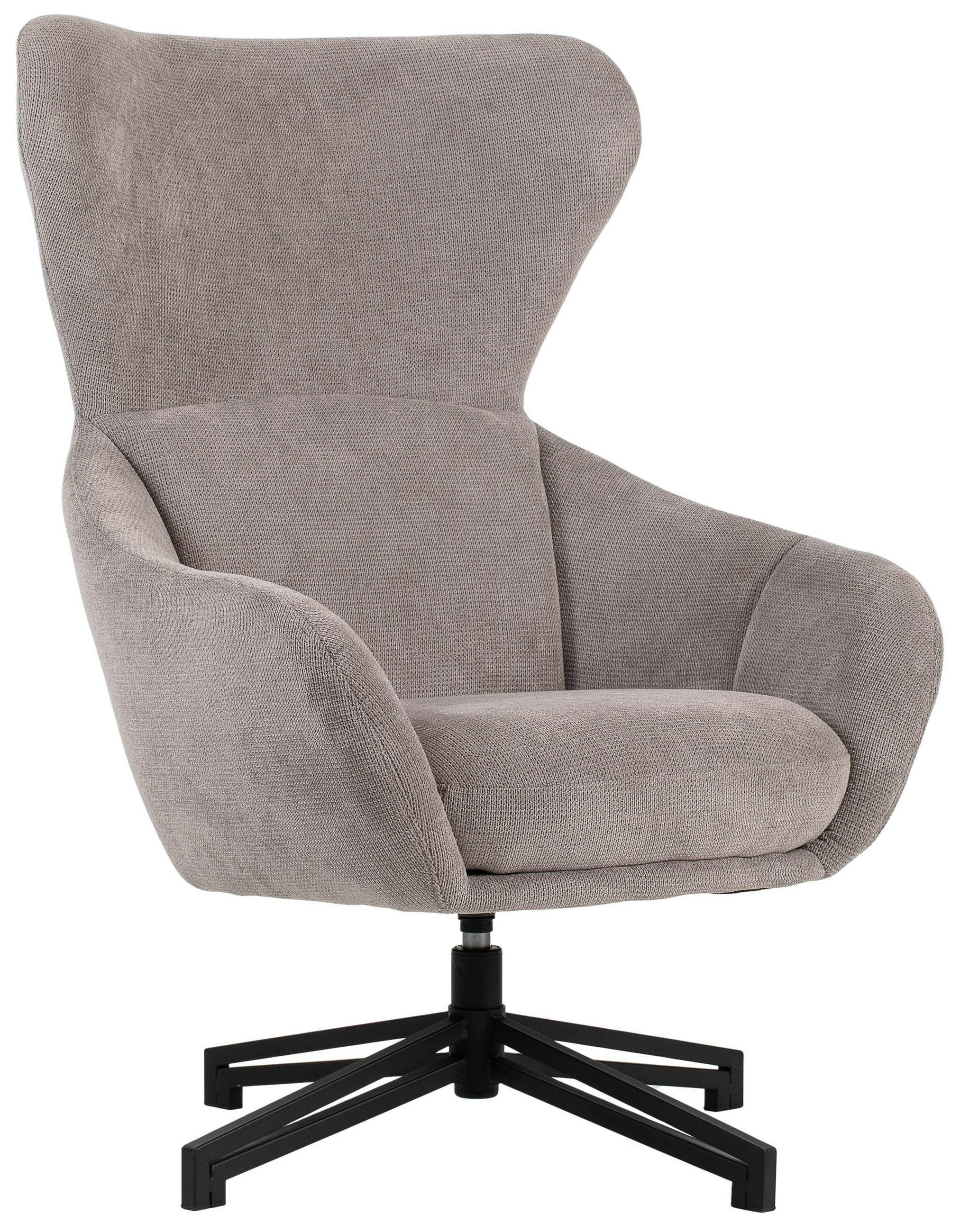 OHRENSESSEL Marconia light grey drehbar - Hellgrau/Schwarz, Textil/Metall (75/109/80cm) - Mr. Deko
