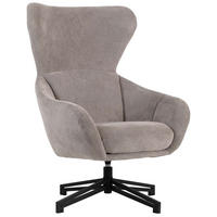 OHRENSESSEL Marconia light grey drehbar - Hellgrau/Schwarz, Textil/Metall (75/109/80cm) - Mr. Deko