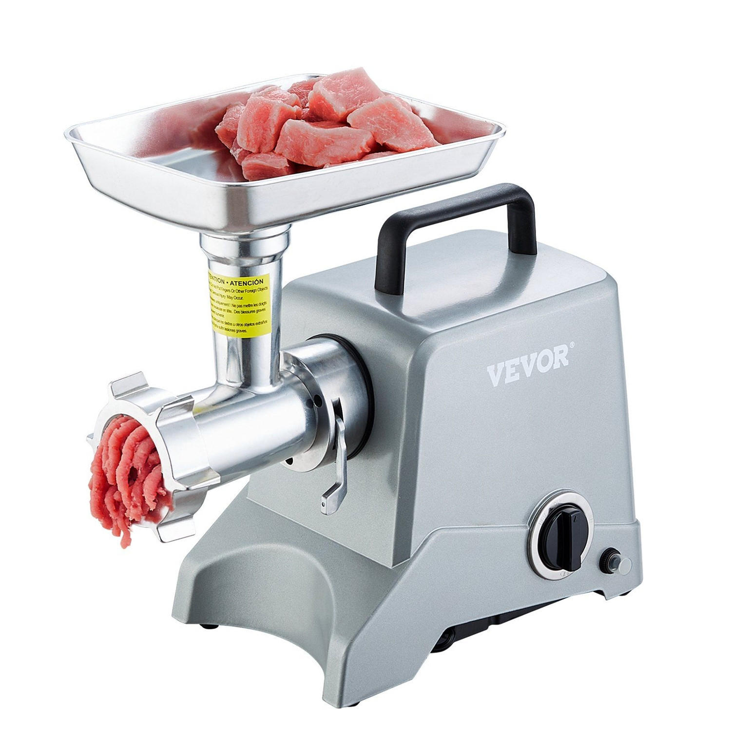 FLEISCHWOLF 10-Teiliges Set Elektrischer 800W, RÜCKLAUFFUNKTION, - Silberfarben, Metall (29.92/33.7/43.61cm) - Rolipo