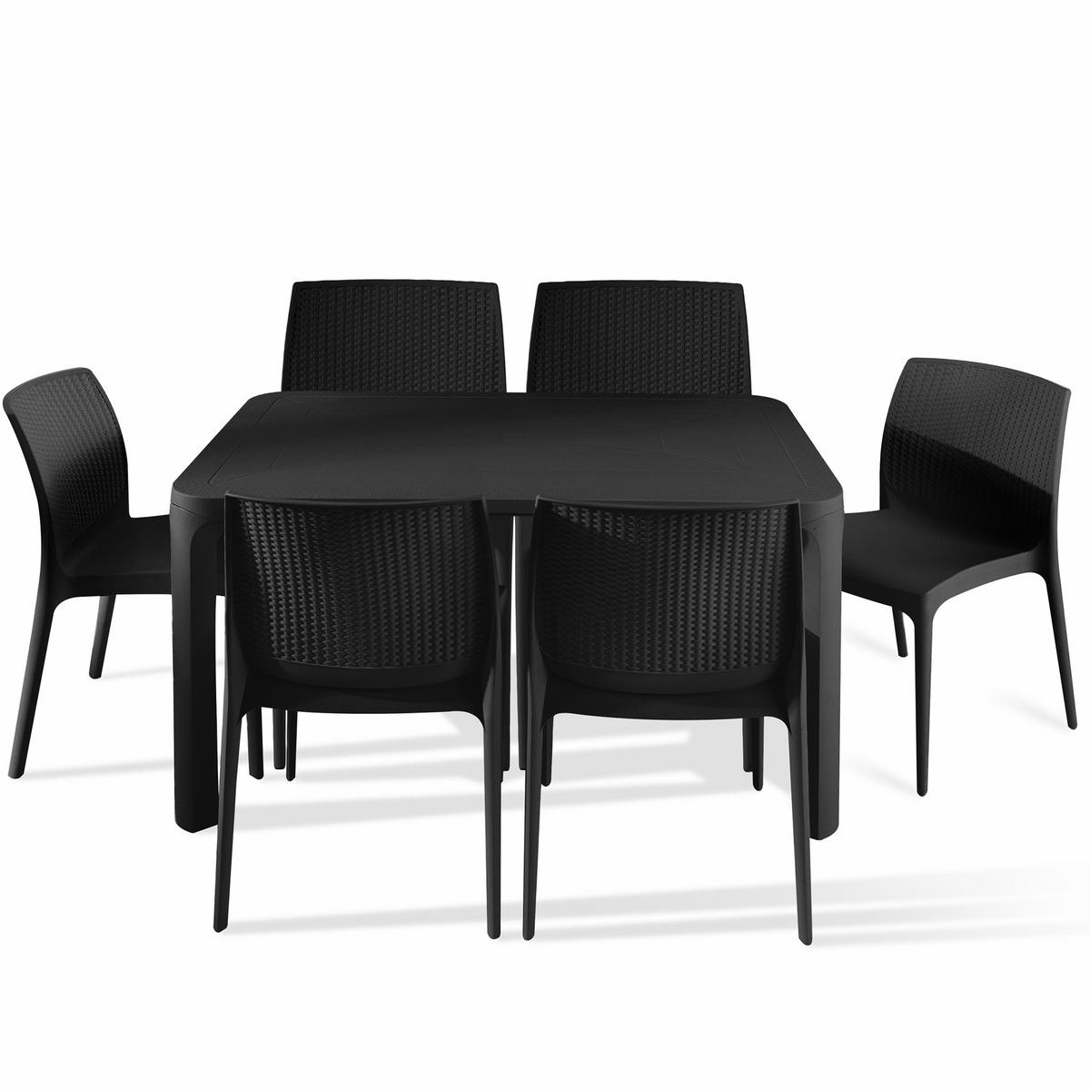 GARTENMÖBEL-SET LEOPSI, RANTU 7-tlg, Anthrazit - Anthrazit, Kunststoff - KONSIMO®