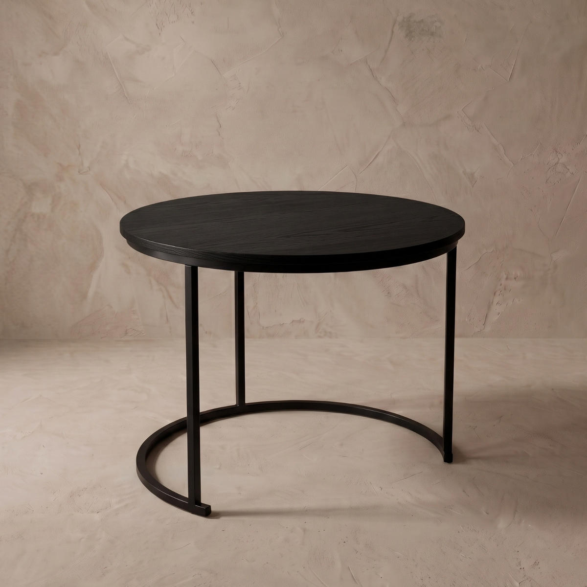 COUCHTISCH 2er-Set rund Schwarz - Schwarz, Metall (60/60/50cm) - SCENA LIVING