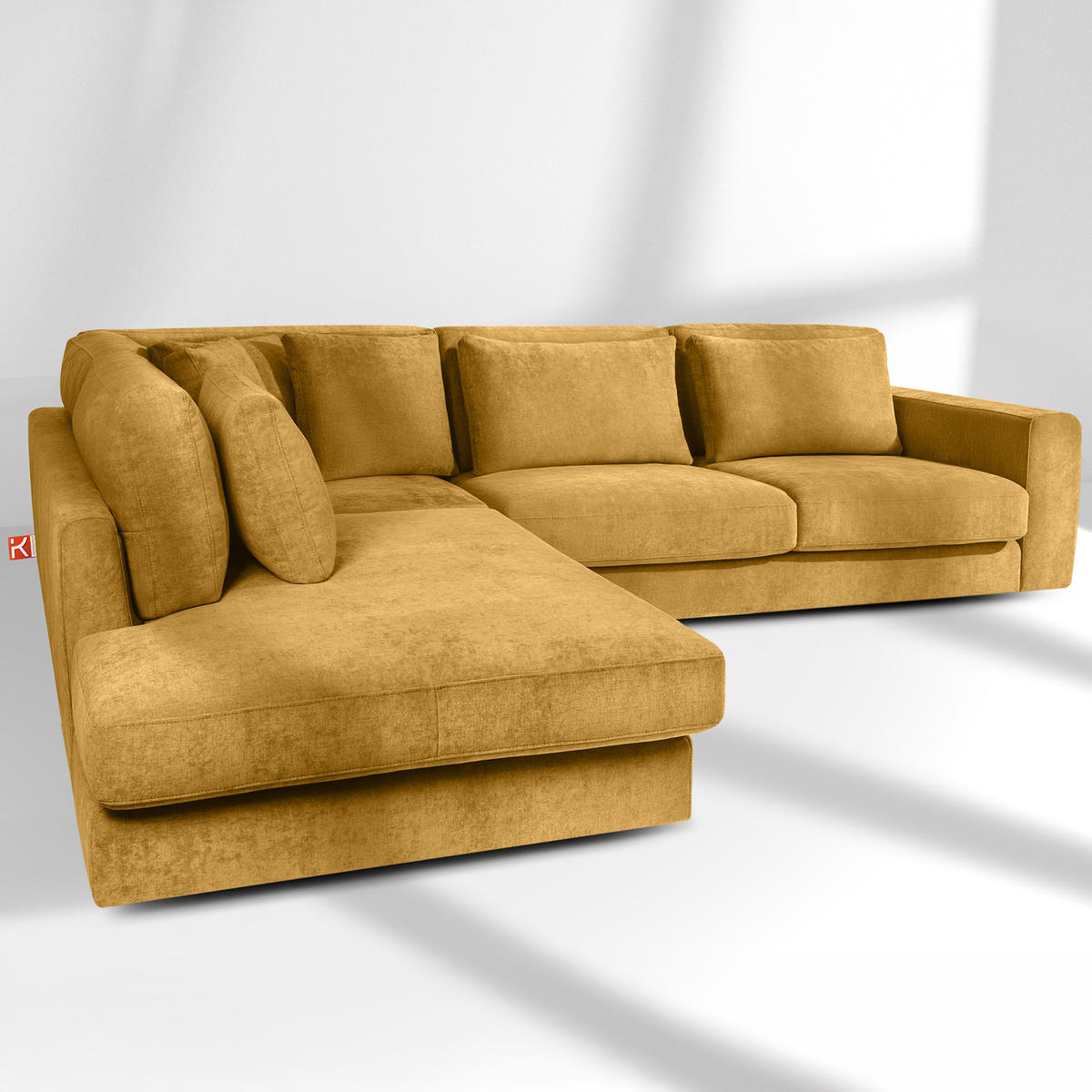 ECKSOFA links VERUS - Gelb, Holz/Holzwerkstoff (297/248cm) - KONSIMO®