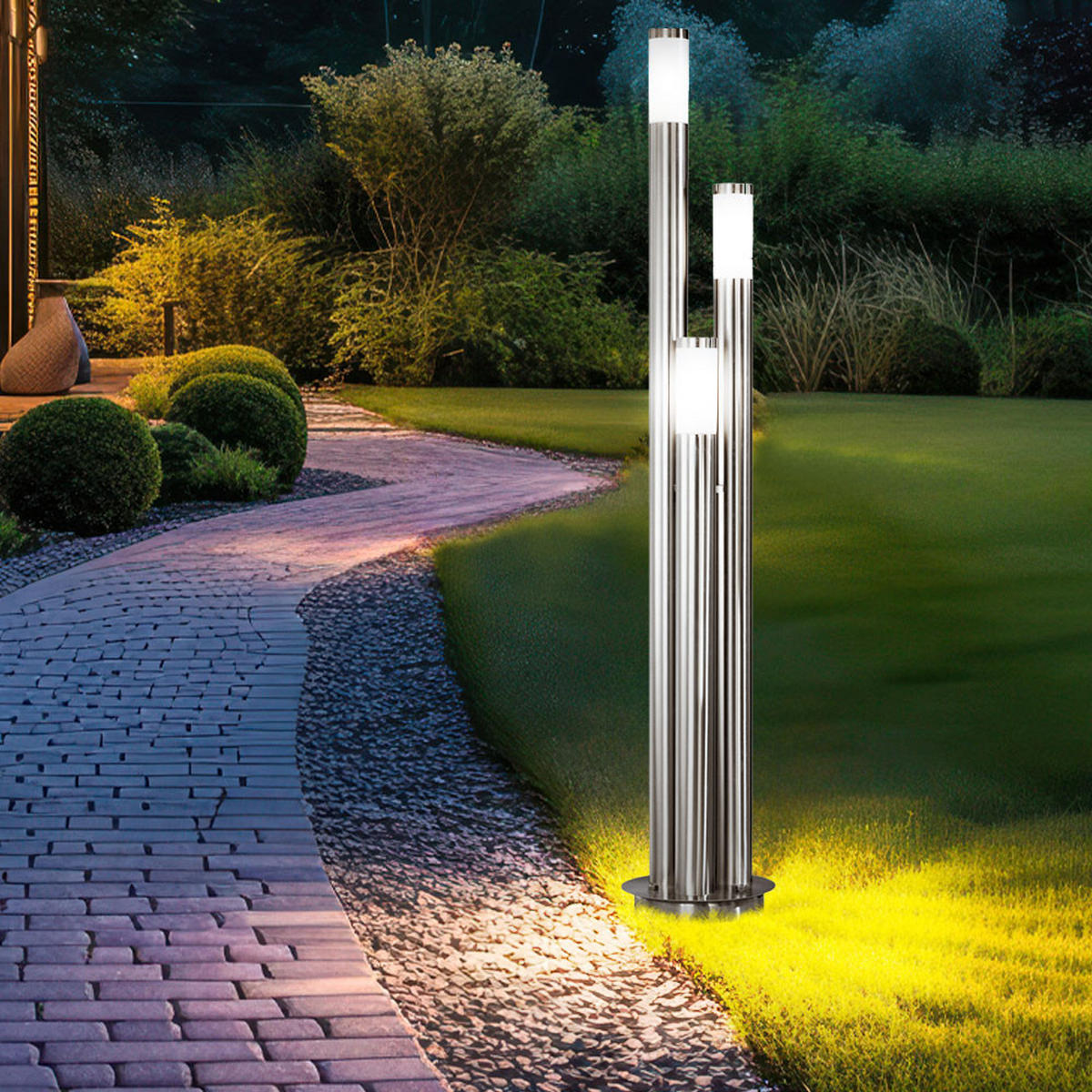 RGB LED STEHLEUCHTE Edelstahl Silber - Silberfarben, Metall (28/28/170cm) - Globo Lighting