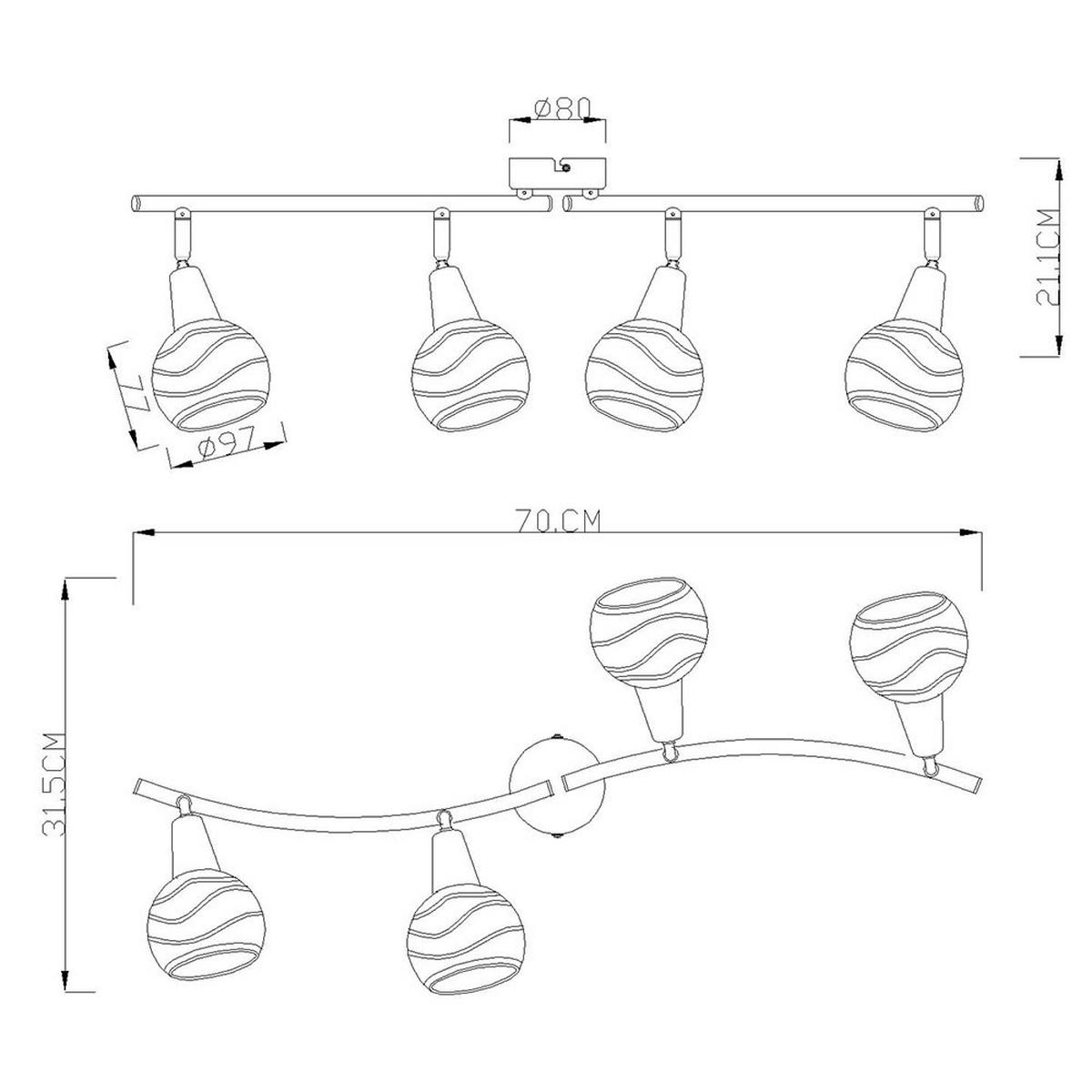 LED DECKENLEUCHTE Metall Bronze Glas - Bronzefarben, Glas (70/31.5/21.1cm)