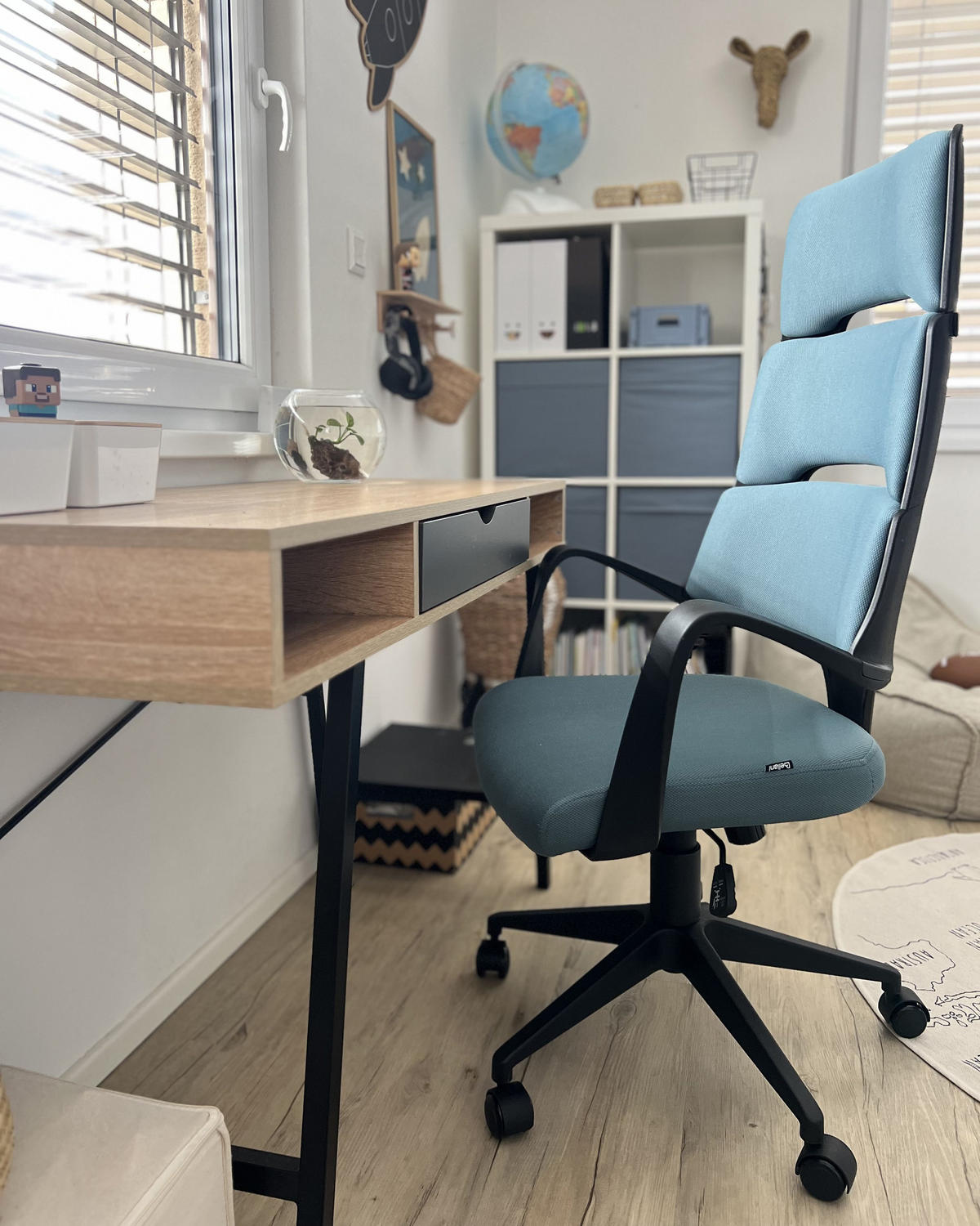 KANCELÁŘSKÁ ŽIDLE Plast Modrá Grandiose - modrá, textil (66/118/52cm) - Beliani
