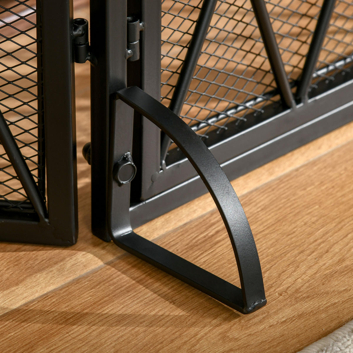 KAMINSCHIRM Schmiedeeisen dreiteilige Design Doppeltüren Metall Schwarz - Schwarz, Metall (79/79/120cm) - HOMCOM