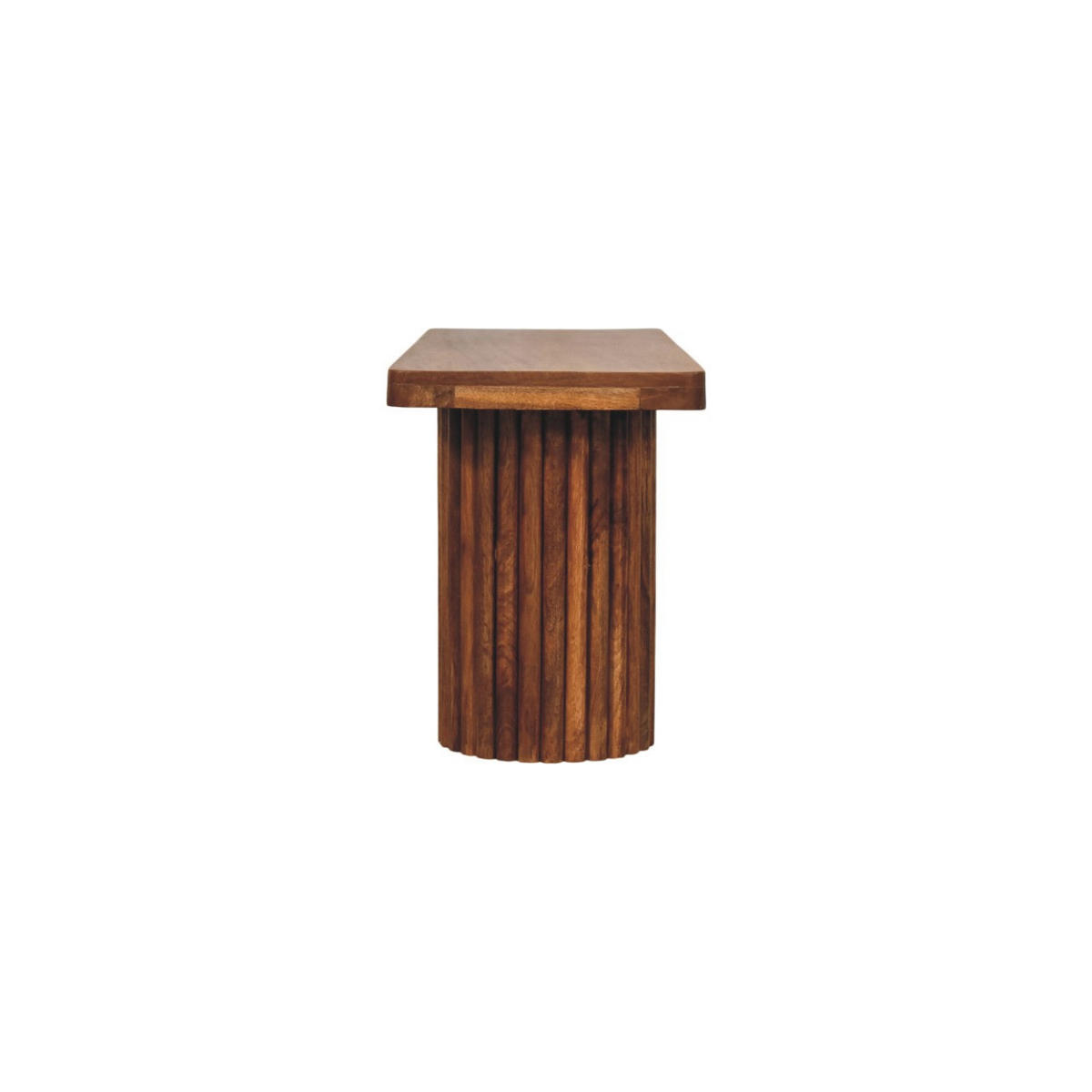 LAVICA s povrchovou úpravou Amber Oak, 2 valcovité drážkované podstavce, teplohnedá - hnedá, drevo (110/45/35cm) - Artisan Furniture