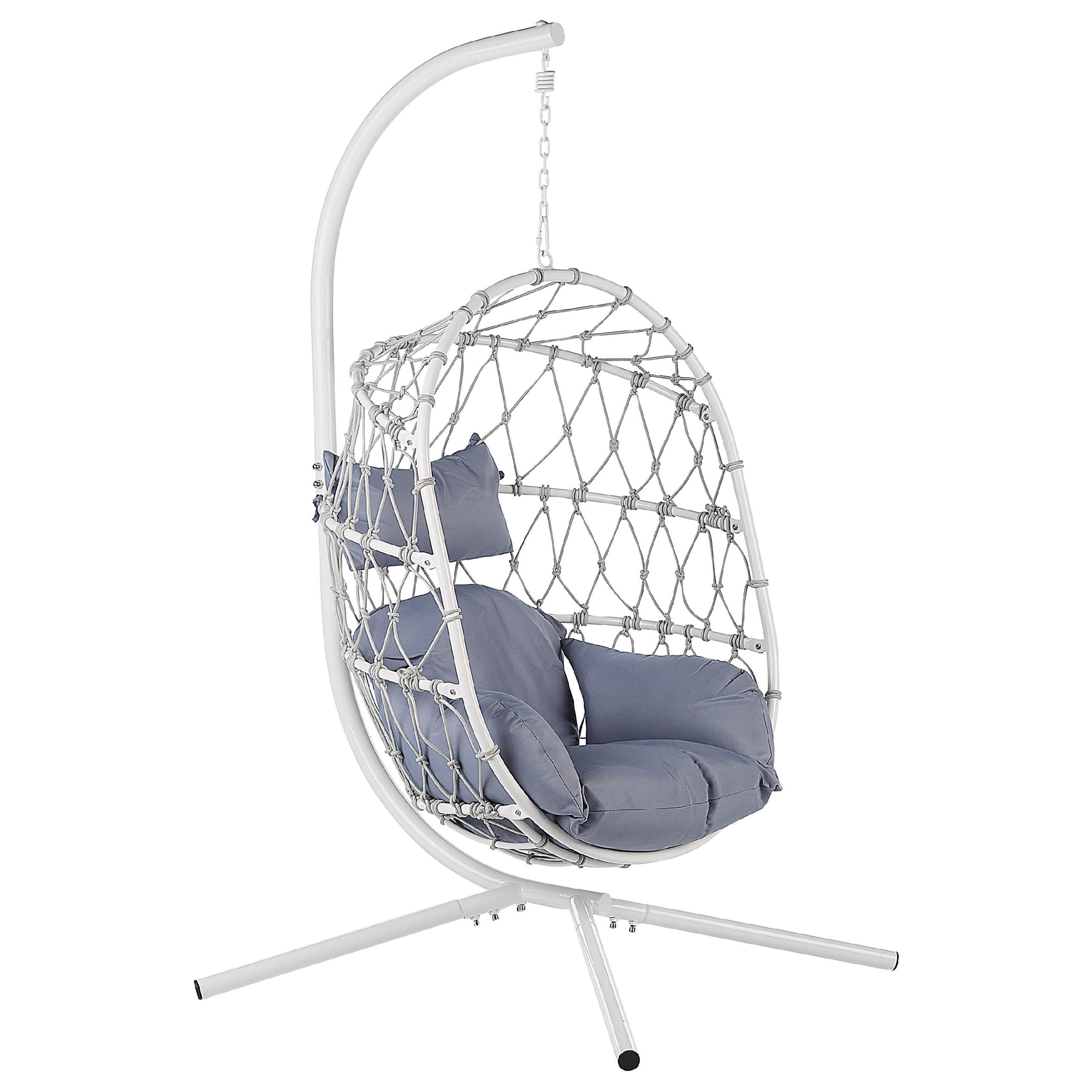 HÄNGESESSEL mit Gestell Flechtseil weiß 100/108 cm Adria - Weiß, Textil (108/190/100cm) - Beliani