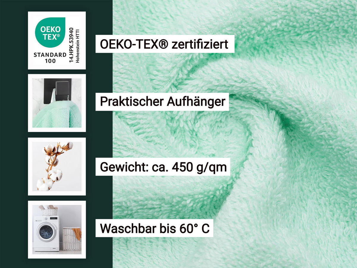 HANDTÜCHER, 6er-Set, 50x100 cm, 100% Baumwolle, Blau - Grün, Textil (50/100cm) - Zollner