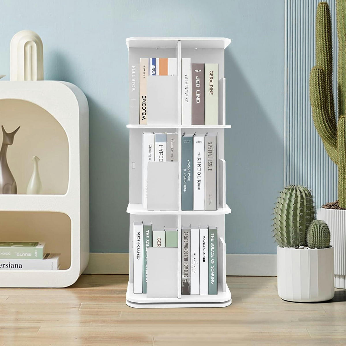 BÜCHERREGAL 3-stufig drehbar Weiß - Weiß, Kunststoff (39/97/39cm)