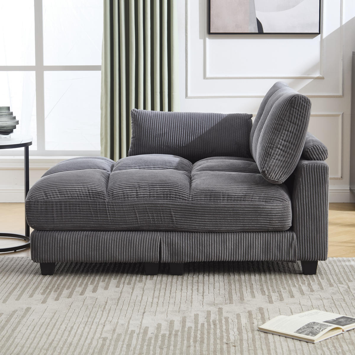 SOFABETT 140/112/81 cm Grau - Grau, Textil (112/81/140cm)