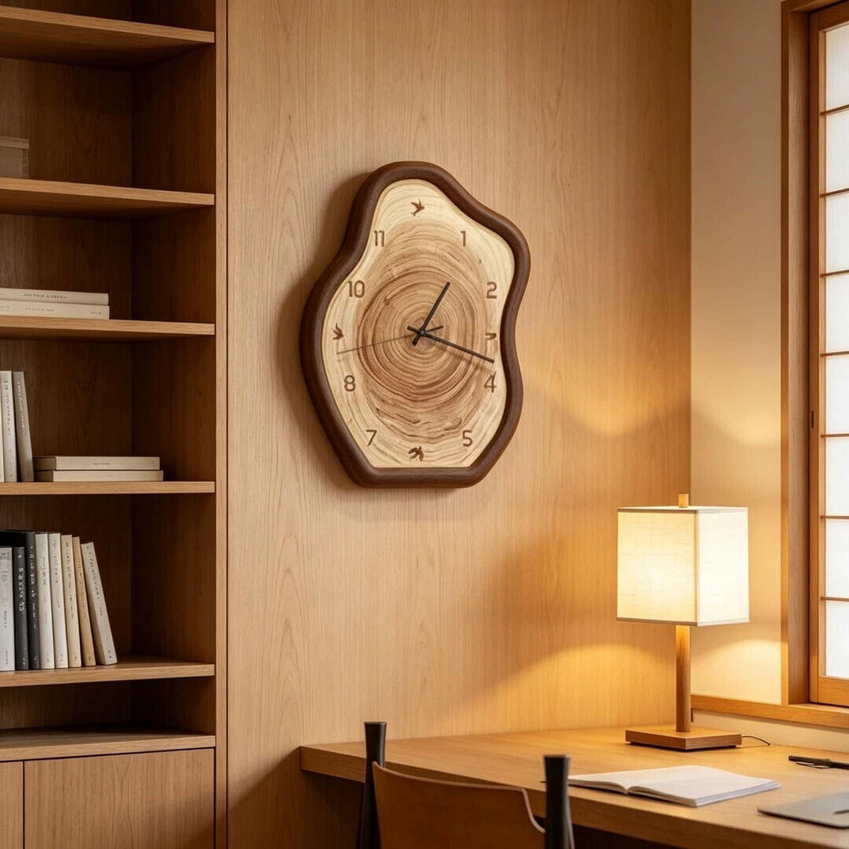 WANDUHR Holzoptik, Leise, Retro, 30×40cm - Birkefarben, Holzwerkstoff (40/5/30cm) - Authentics