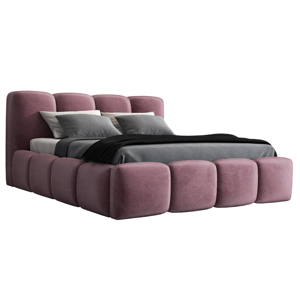 POLSTERBETT DONA-OM 160 x 200 in Rosa - Rosa, Textil (160/200cm) - A&J MöbelLand