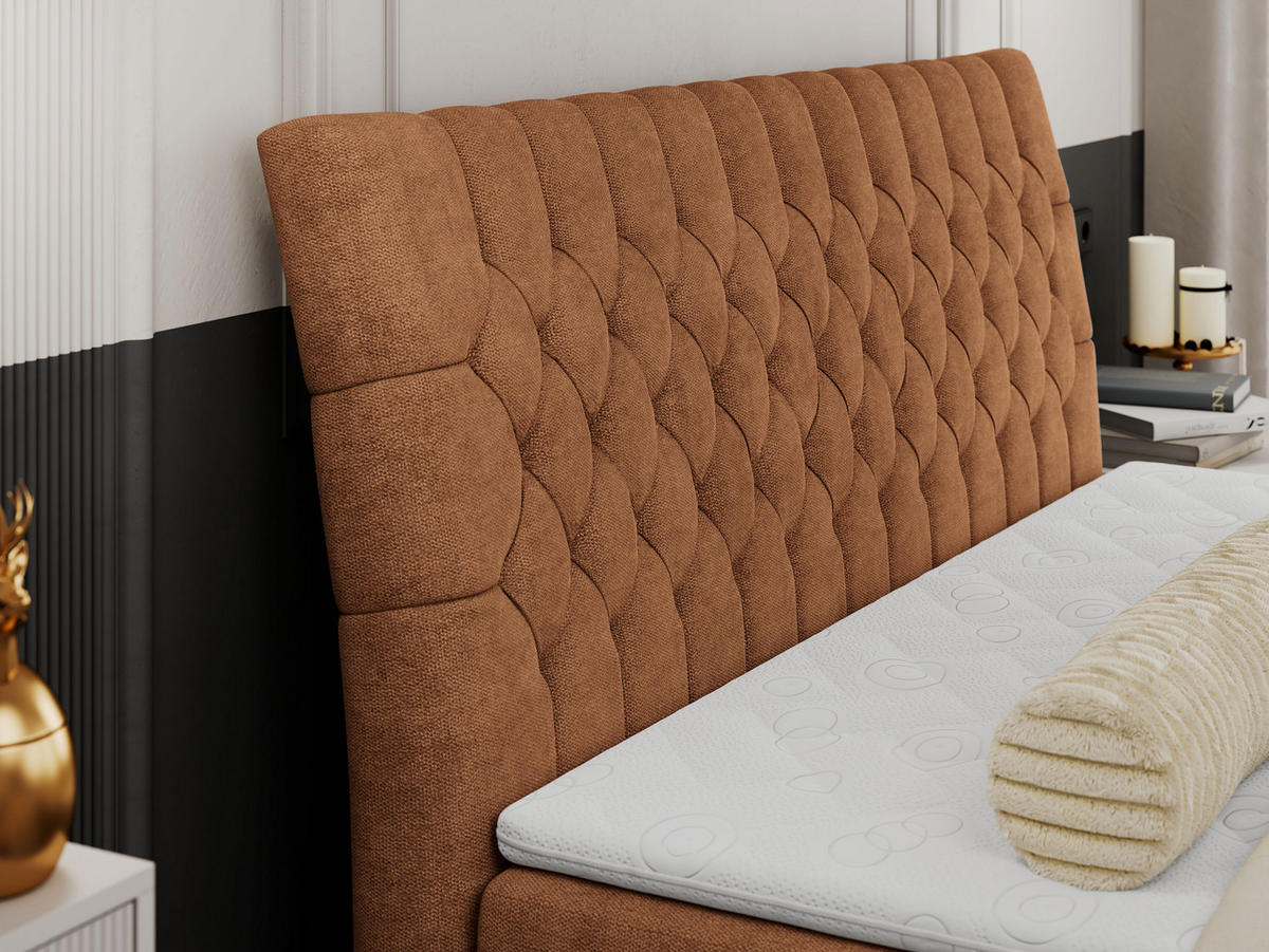 BOXBETT MILEN 200/200 Orange Struktur - H3 - Orange, Holz/Textil (200/200cm) - MKS