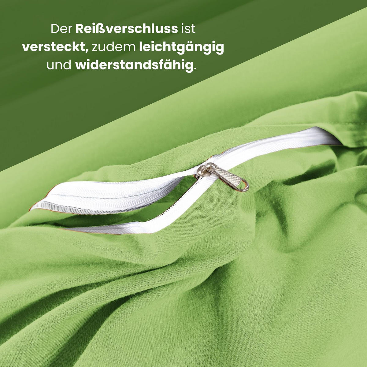 BETTWÄSCHE Stone Washed apfelgrün 155/220 cm 100% Baumwolle Used-Effekt mit Stehsaum - Hellgrün, Textil (155/220cm) - wometo