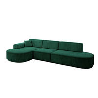ECKSOFA Ottomane Links MARI-L2-v3 - 328x171x83 cm Grün Velours - Schwarz/Grün, Holzwerkstoff/Kunststoff (328/171cm) - ALTDECOR
