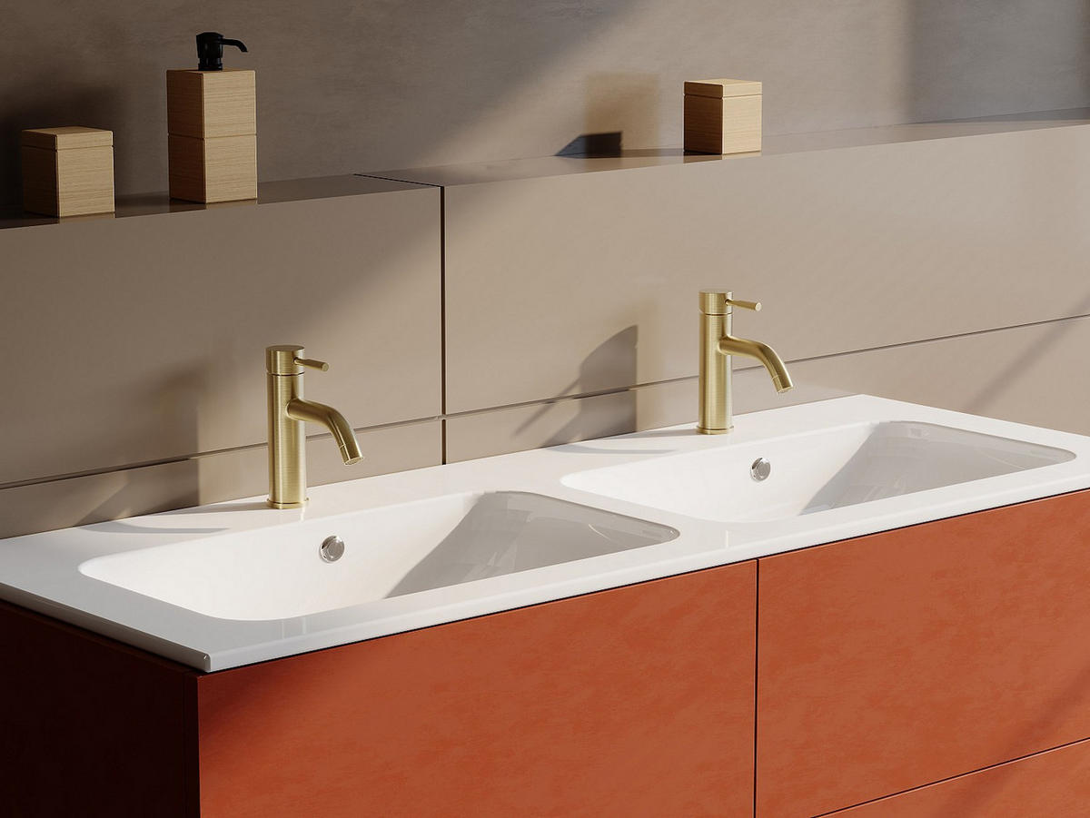 WASCHTISCHARMATUR - 16 cm x 4.9 cm - metall - goldfarben Salavan - Goldfarben, Metall (16/17.3/4.9cm) - Vente-Unique
