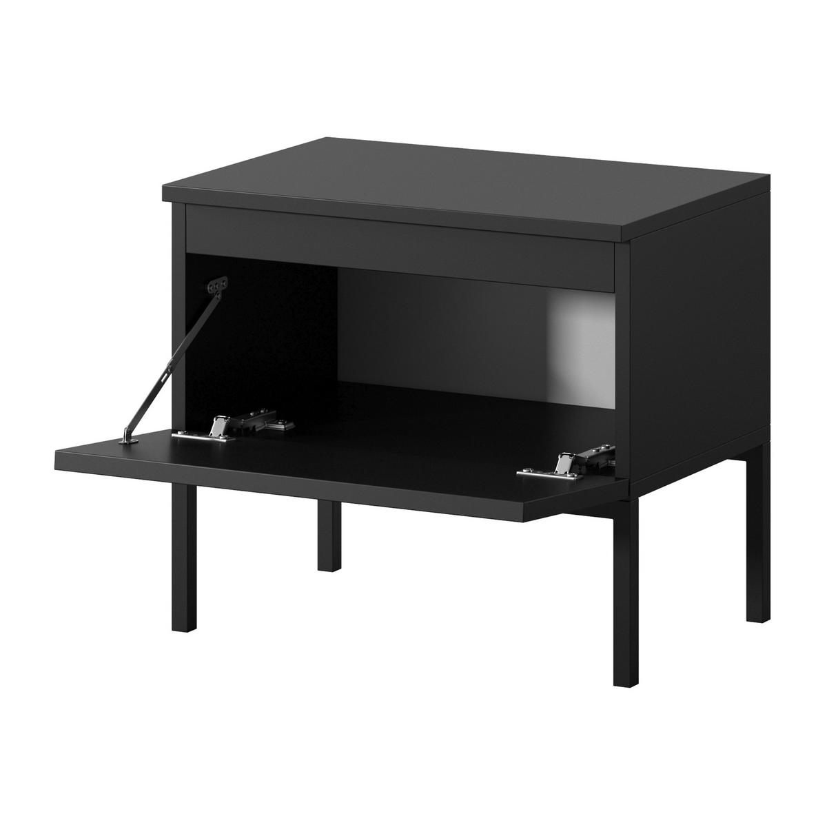 NACHTSCHRANK Bemmi Schwarz mit schwarzen Beinen - Schwarz, Holzwerkstoff/Metall (49/43/32cm) - Selsey