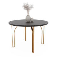 AUSZIEHTISCH ASTRO 120/76 cm, Gold / Schwarz - Schwarz, Holzwerkstoff/Metall (120/120/76cm) - Idohome
