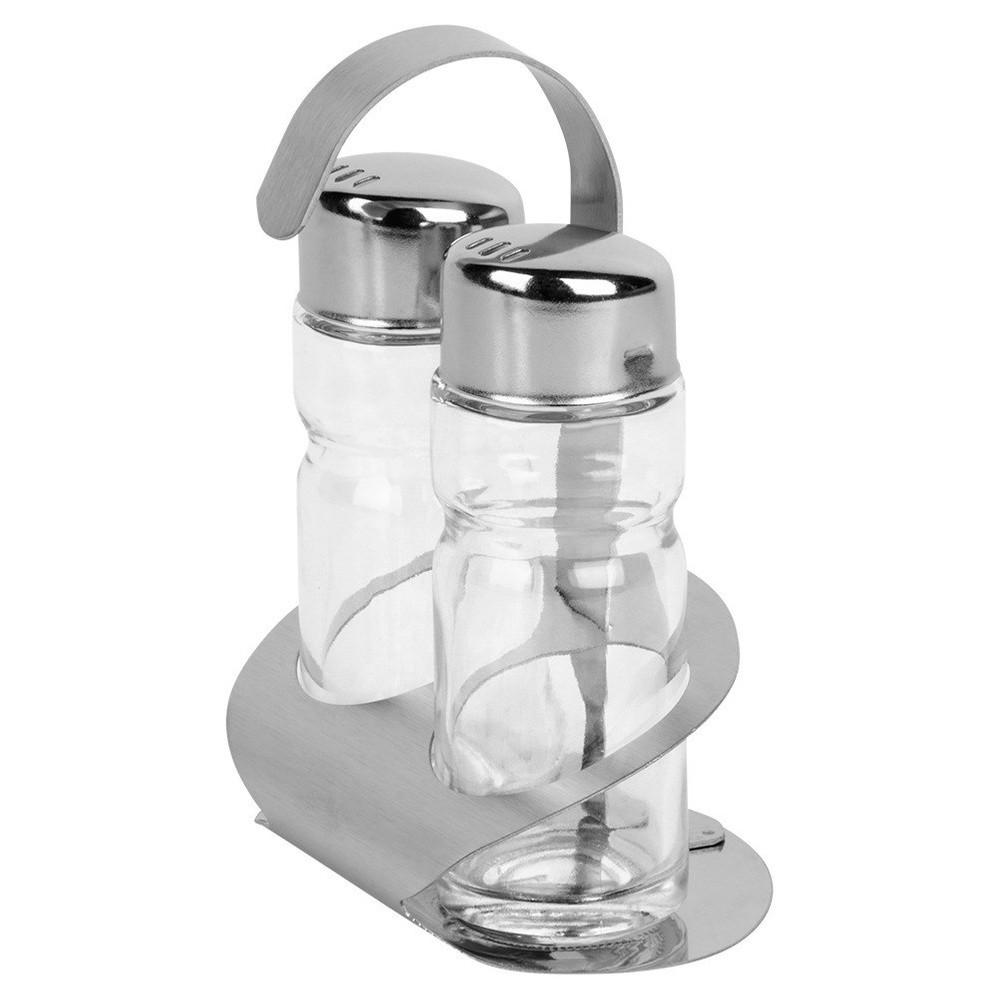 SALZ/PFEFFER-MENAGE Edelstahl-Ständer 3-tlg. Silberfarben - Edelstahlfarben, Metall (6/11/8.5cm) - Orion 