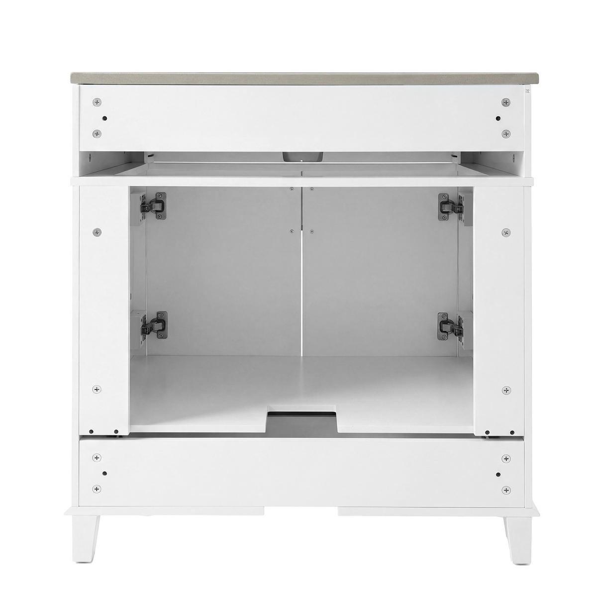 WASCHTISCH aus MDF und Keramik 77x46x86 cm Weiß mit integriertem Keramikbecken, Soft-Close und Stauraum - Weiß, Keramik (77/86/46cm) - Modfu