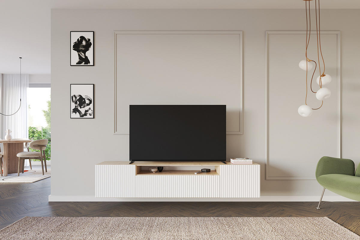 LOWBOARD NOA-2-W 200x40x41 cm - Artisan / Weiß - Weiß, Holzwerkstoff (200/40/41cm) - ALTDECOR