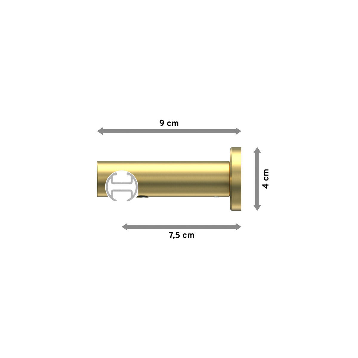 INNENLAUF-GARDINENSTANGEN-SET Platon Savio 100 cm, 1-läufig, 20 mm Ø Messing-Optik - Messingfarben, Metall (100cm) - INTERDECO
