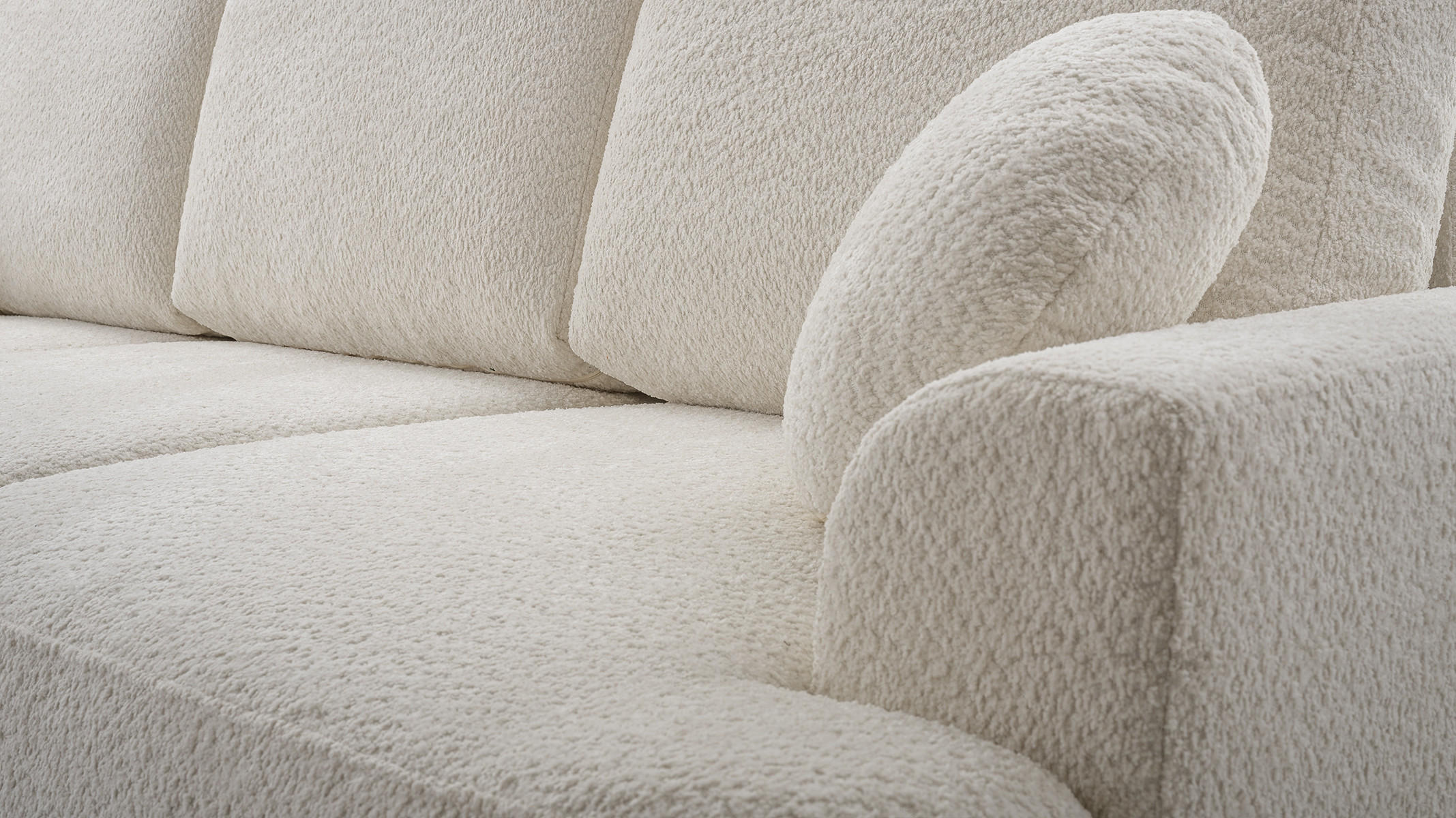 SOFA VELOS Schlaffunktion Bouclé - Beige/Schwarz, Kunststoff/Textil (248/94/110cm) - Luxkor24
