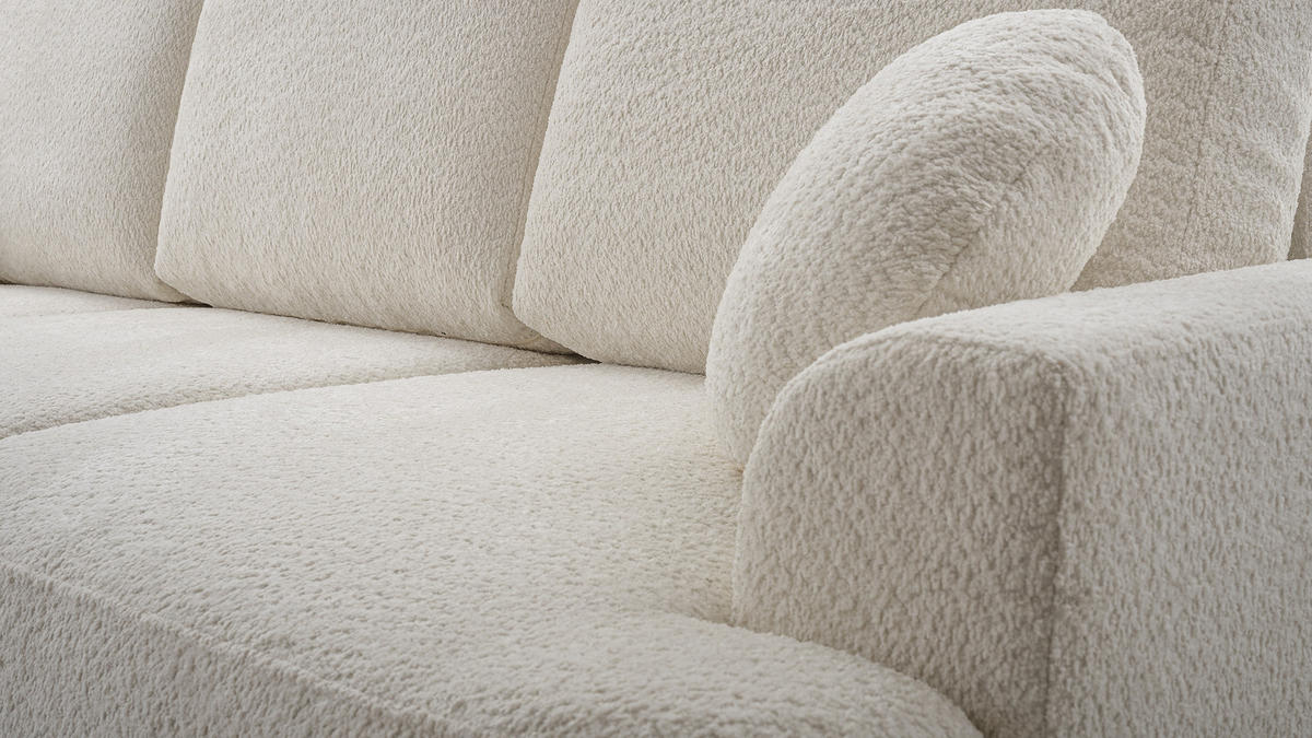 SOFA VELOS Schlaffunktion Bouclé - Hellgrau/Schwarz, Kunststoff/Textil (248/94/110cm) - Luxkor24