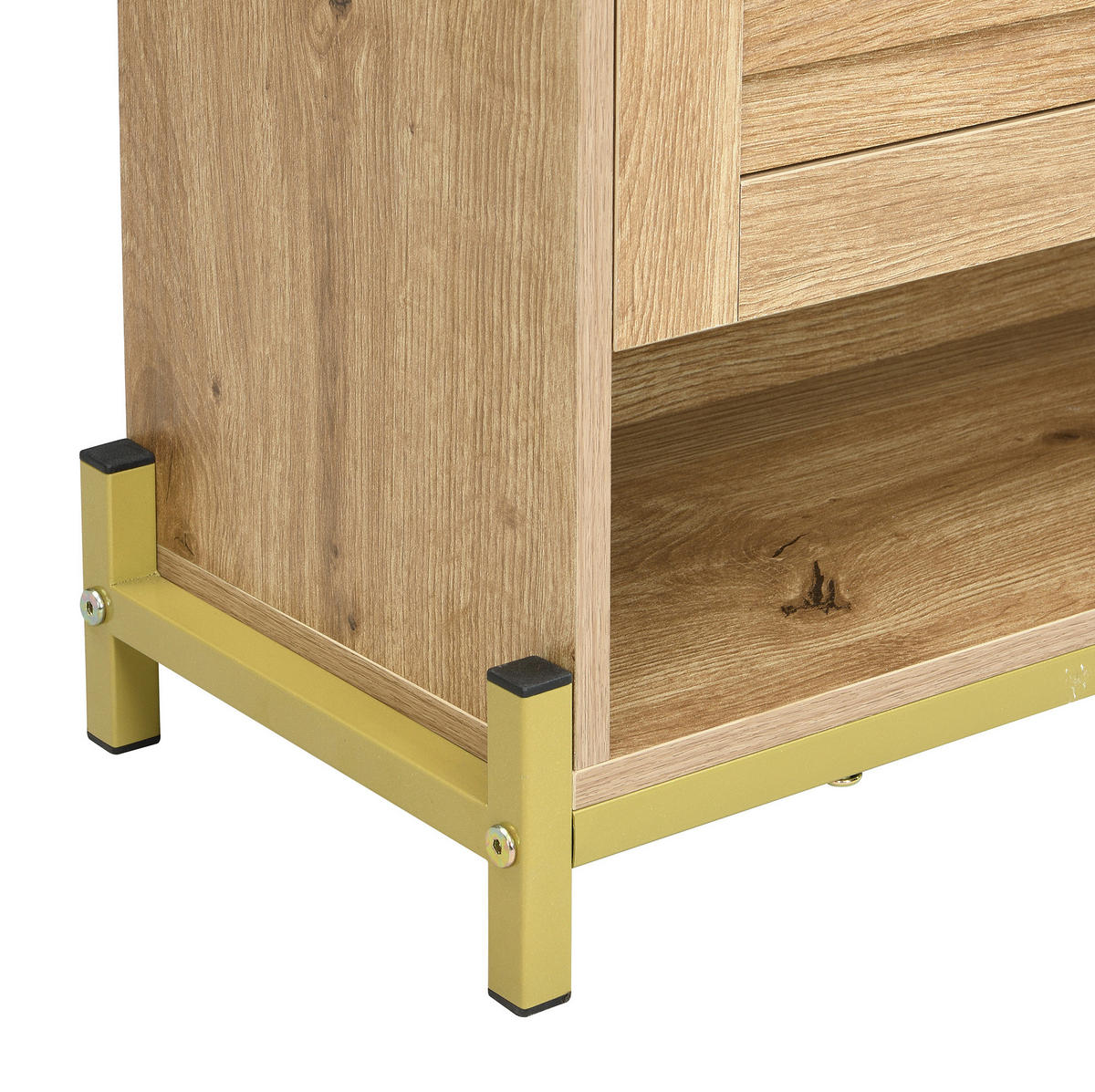 SCHUHSCHRANK 108,5/24/100 cm in Holzfarbe mit 4 Türen und Metallgestell - Naturfarben, Holzwerkstoff (108.5/100/24cm) - Flora Grace