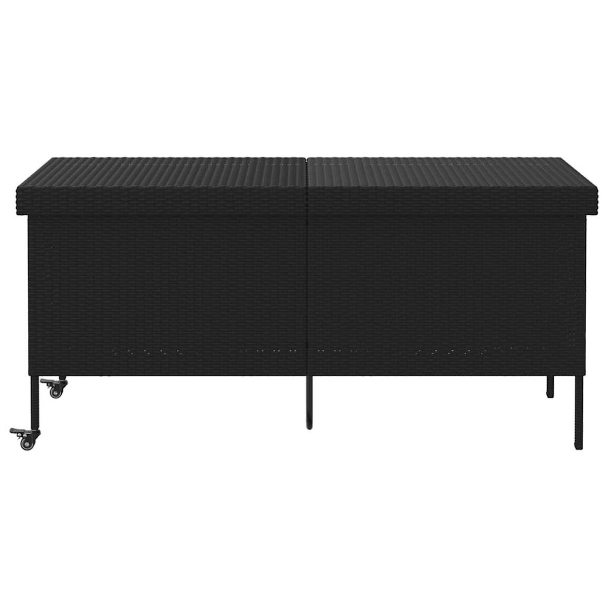 GARTENTRUHE Mit Rollen Schwarz 160/55/75 Cm Poly Rattan - Schwarz, Kunststoff (160/75/55cm) - vidaXL