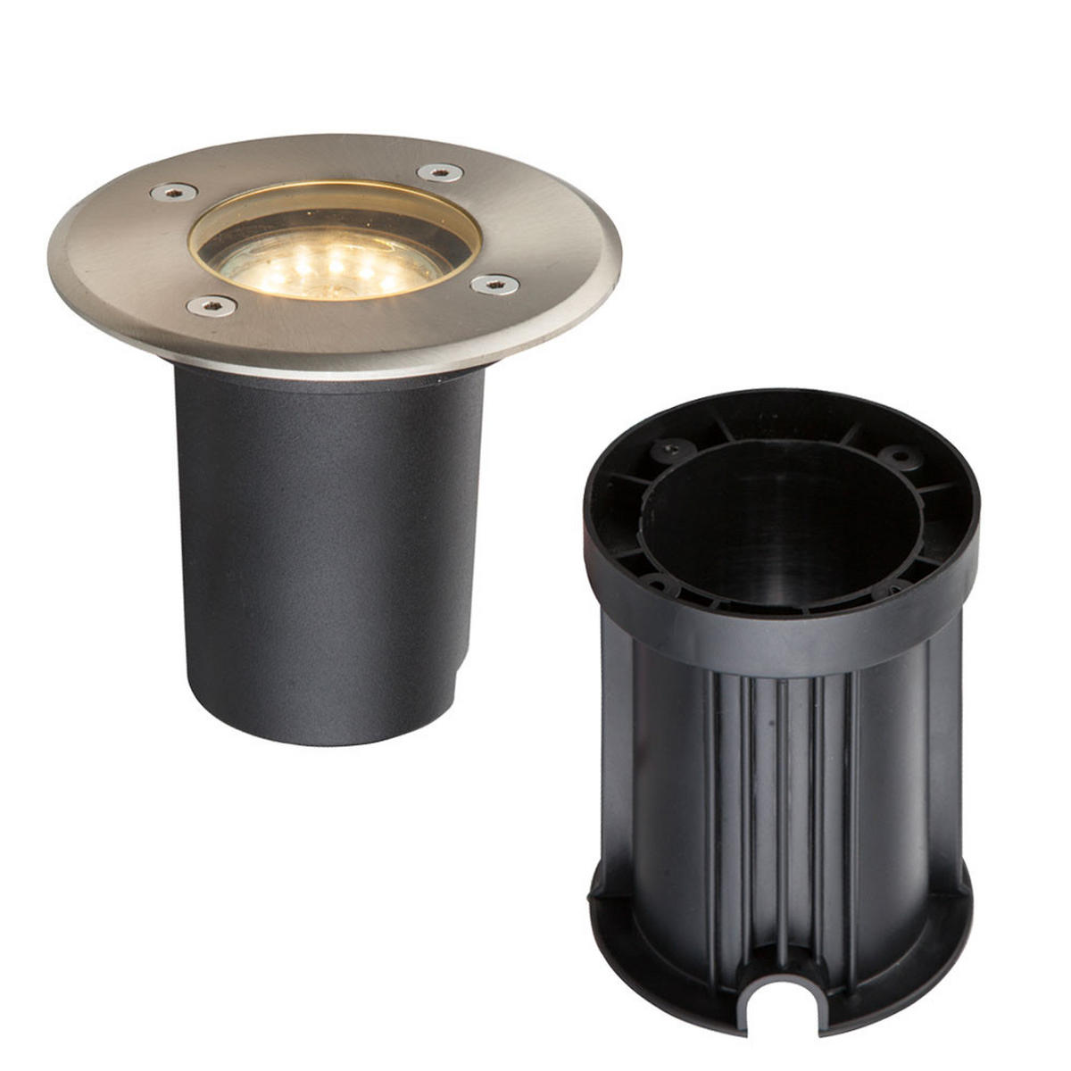 LED BODENEINBAUSPOT Edelstahl Silber - Silberfarben, Glas (11/11/12.3cm) - Globo Lighting