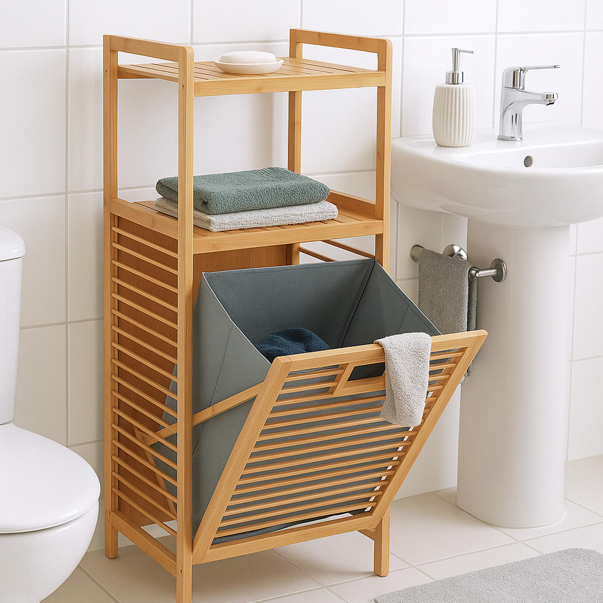 WÄSCHEKORB Bambus 40x30x95 cm - Braun, Naturmaterialien (40/95/30cm) - Bestlivings