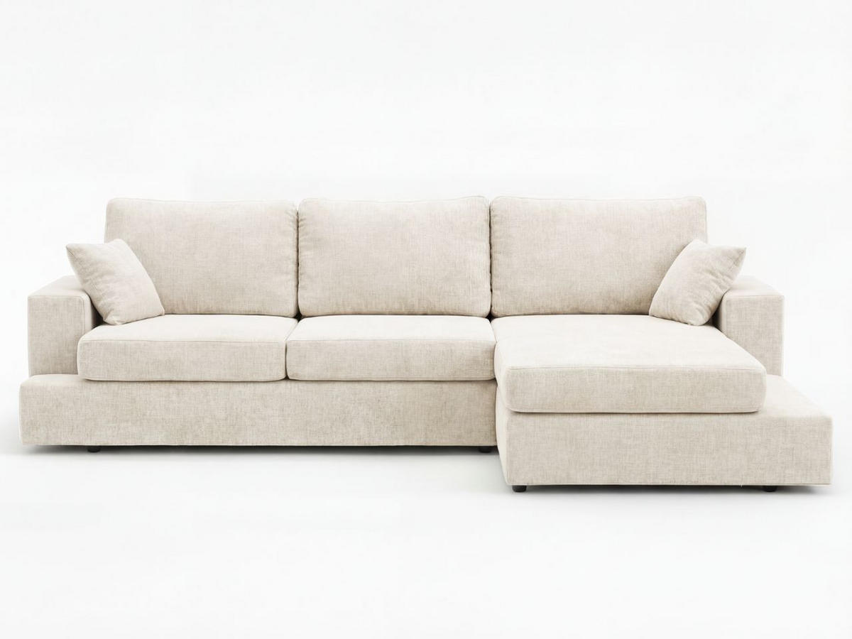 ECKSOFA Nesto Creme Rechts - Creme, Holz/Textil (165/260cm) - Graingold