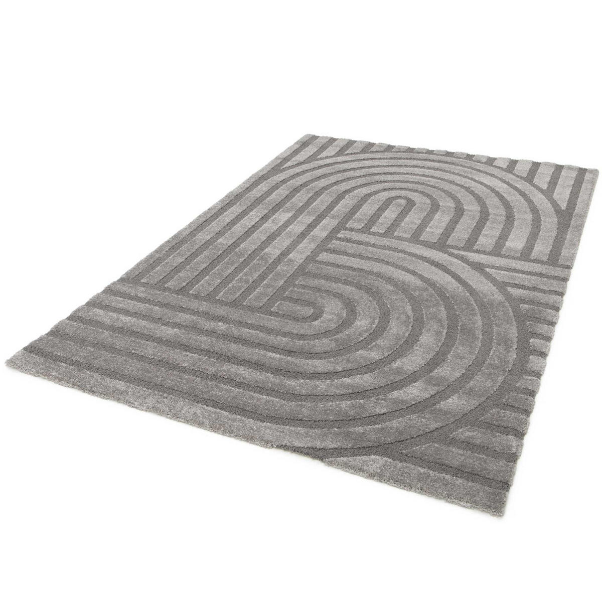 WEBTEPPICH Mit Relief In Grau Snowy 160/230 cm - Grau, Naturmaterialien/Textil (160/230cm) - Atticgo