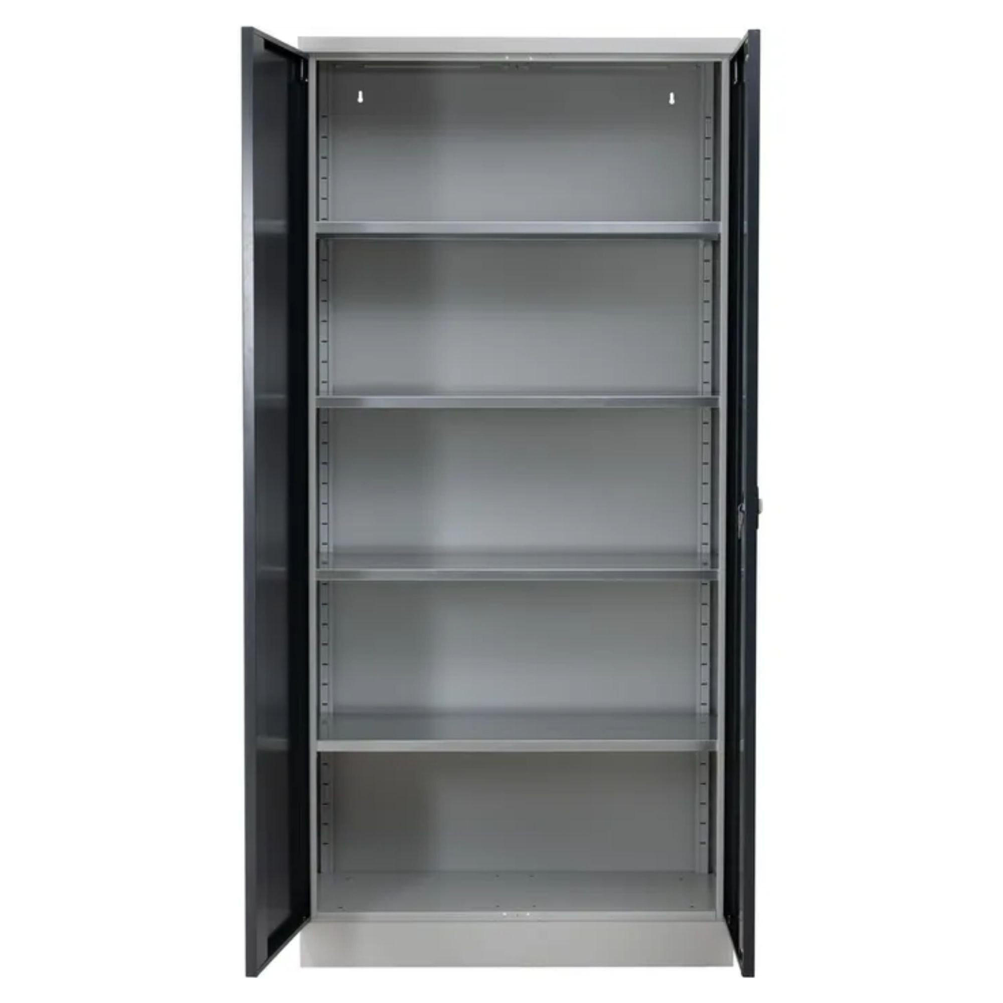 STAHLSCHRANK Bee mit 8 lackierten Fachböden 195x92x50 cm Korpusfarbe Lichtgrau Frontfarbe Anthrazit - Anthrazit, Metall (92/195/50cm)